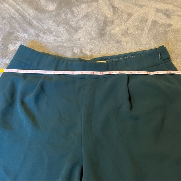 The Essential Taper By Anthropologie Women’s Size 12 Pleated Teal Pants - Picture 6 of 9